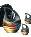 Flamingo-themed 10-inch Cross Drop Cremation Urn