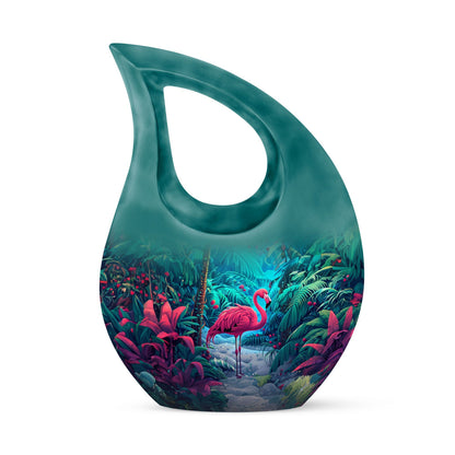 10-inch Flamingo themed Cross Drop urn, 