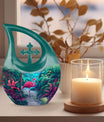 10-inch Flamingo themed Cross Drop urn, 