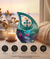 10-inch Flamingo themed Cross Drop urn, 