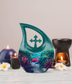 10-inch Flamingo themed Cross Drop urn, 
