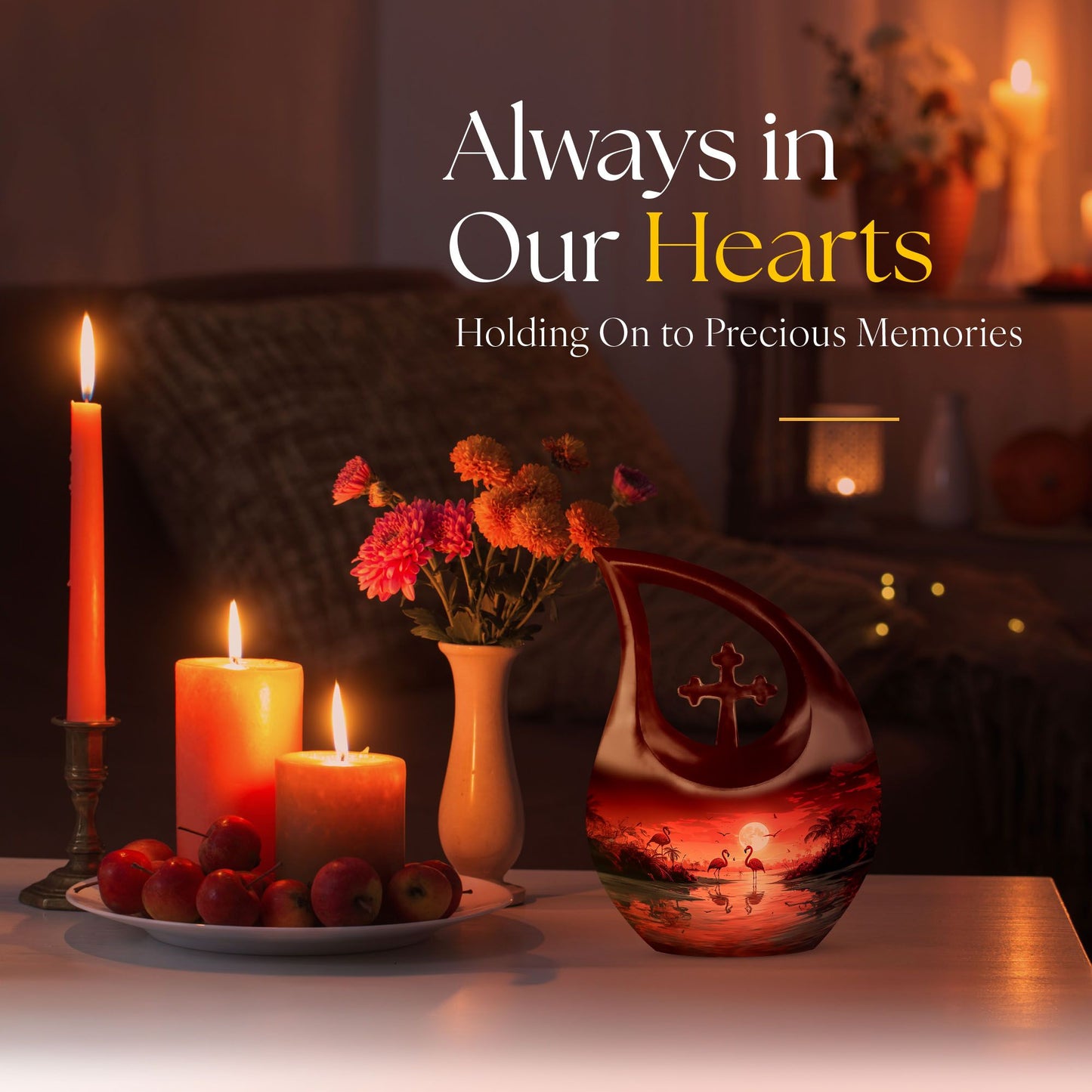 10-inch Flamingo Themed Cross Drop memorial urn