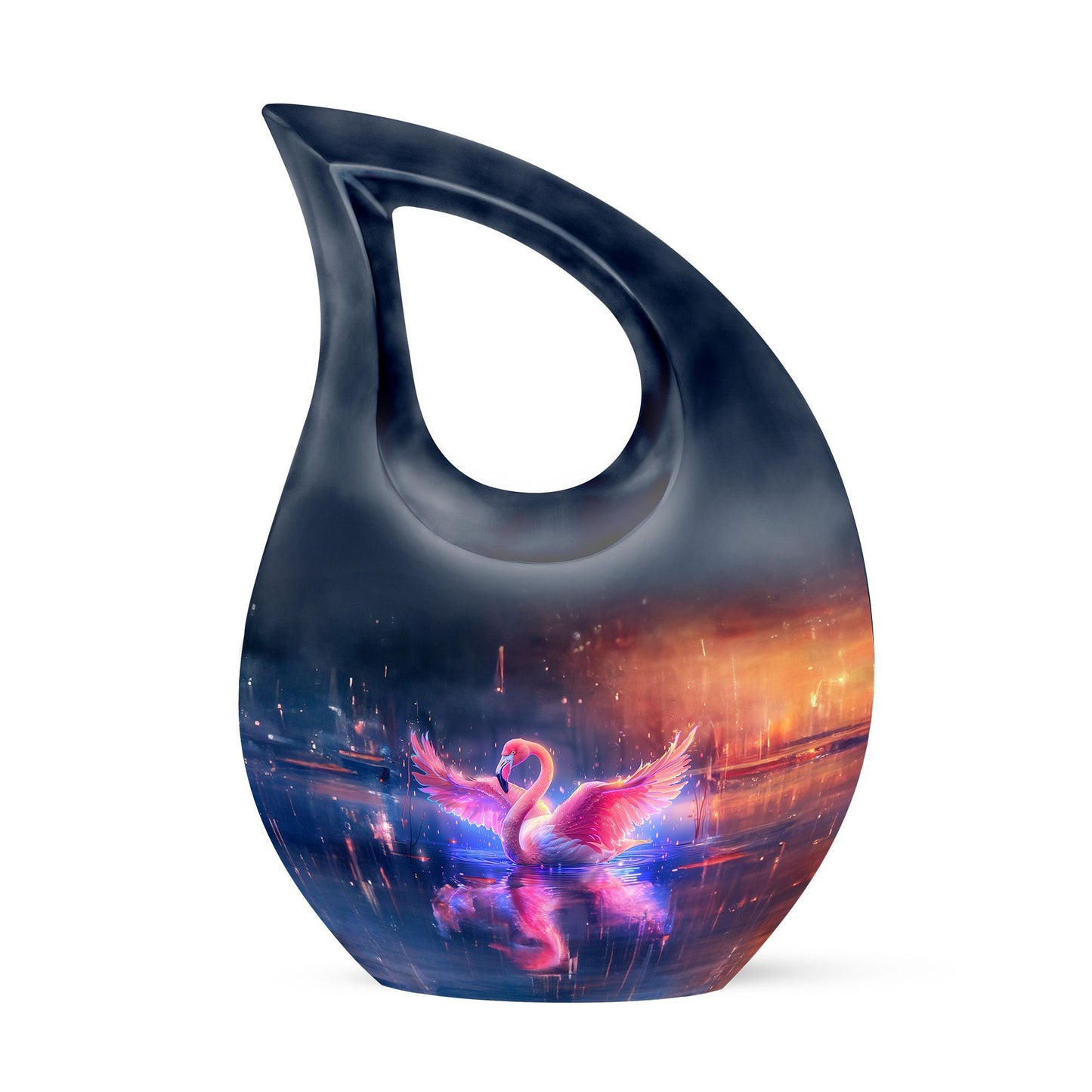 10-inch Flamingo urn with Cross Drop design,