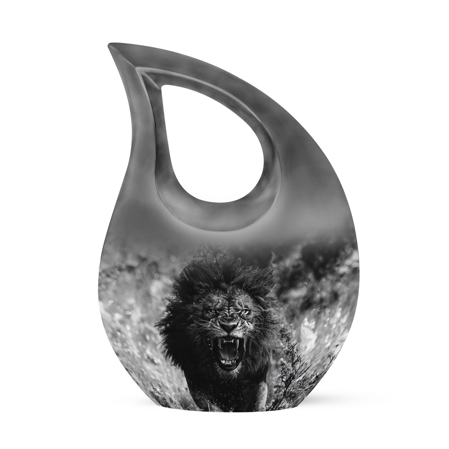 10 Inch Lion Urn with Cross Drop Design,