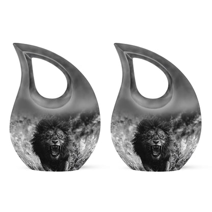10 Inch Lion Urn with Cross Drop Design,