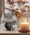 10 Inch Lion Urn with Cross Drop Design,