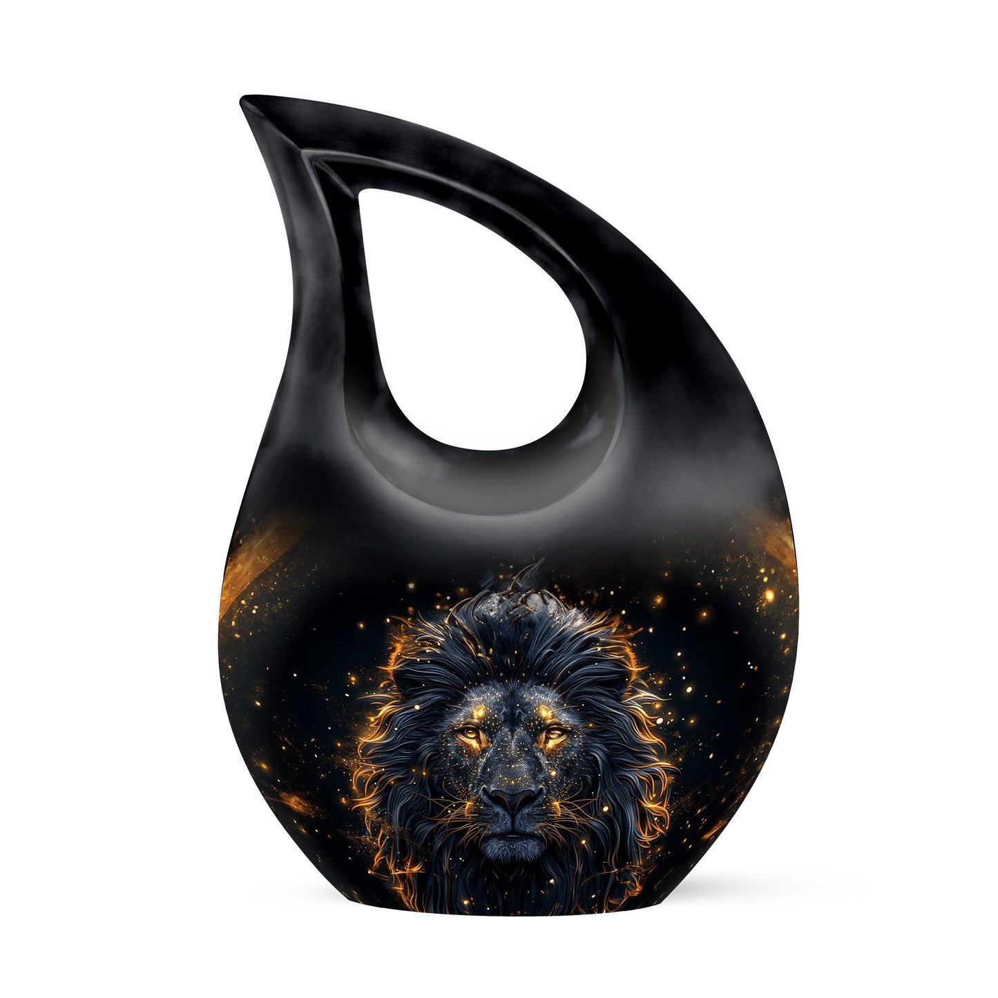10 inch Lion themed Modern Urn with Cross Drop design,