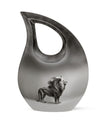 10-inch Lion Themed Memorial Urn with Cross Drop Design