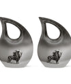 10-inch Lion Themed Memorial Urn with Cross Drop Design