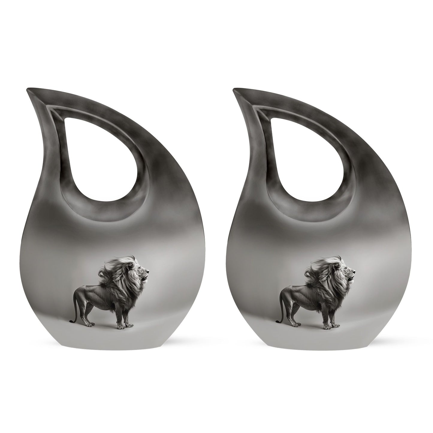 10-inch Lion Themed Memorial Urn with Cross Drop Design