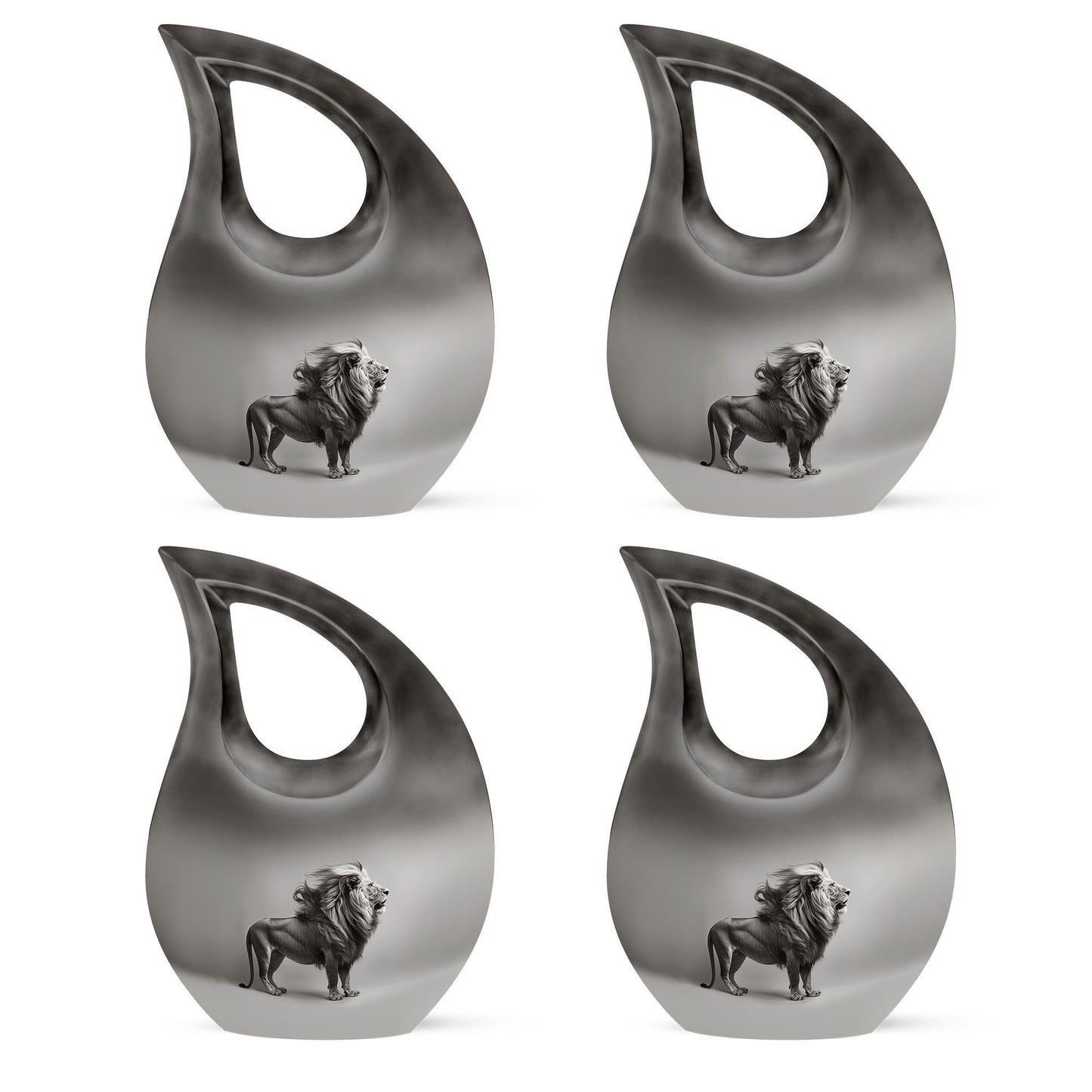 10-inch Lion Themed Memorial Urn with Cross Drop Design