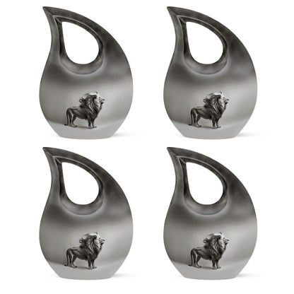 10-inch Lion Themed Memorial Urn with Cross Drop Design