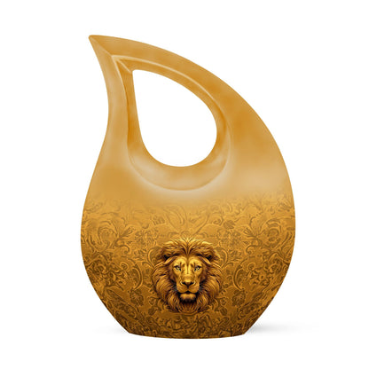 10-inch Lion Urn with Cross Drop design,