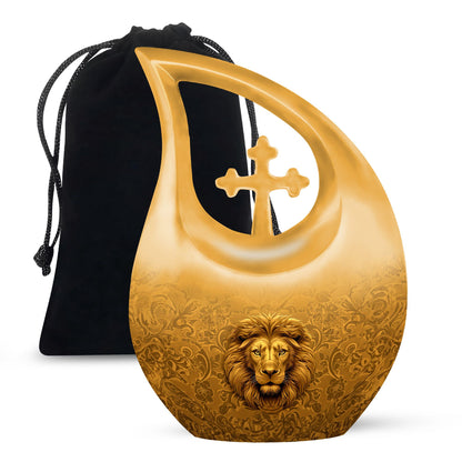 Personalized Lion Cremation Urn for Human Ashes - 10-inch, 200 cu in - Yatskia