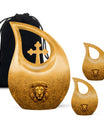 10-inch Lion Urn with Cross Drop design,