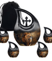 10-inch Lion themed custom mom urn with cross drop design 