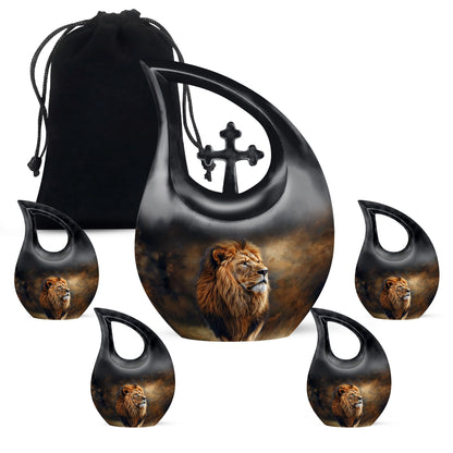 Personalized Lion Cremation Urn for Mom - 10-inch, 200 cu in - Yatskia