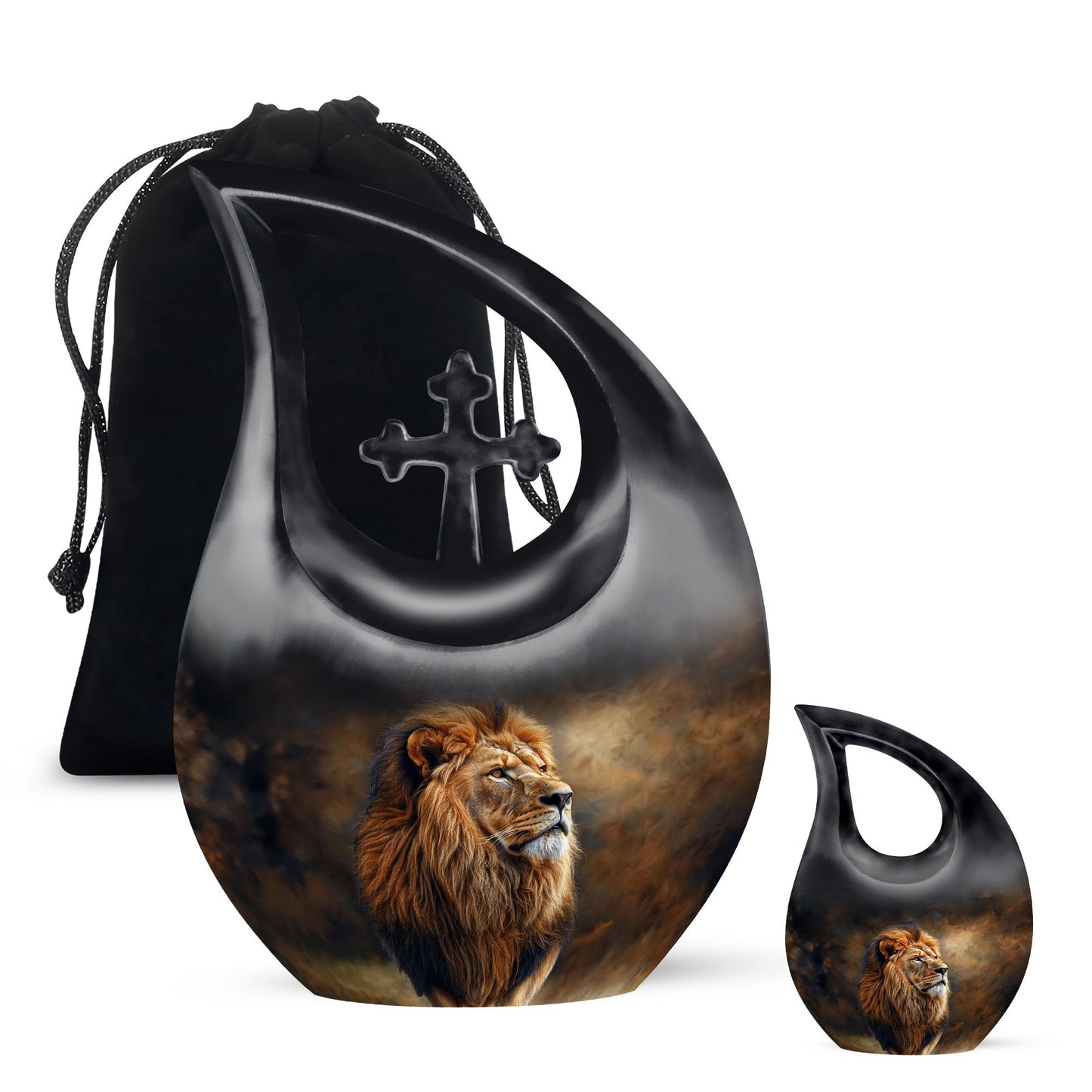Personalized Lion Cremation Urn for Mom - 10-inch, 200 cu in - Yatskia