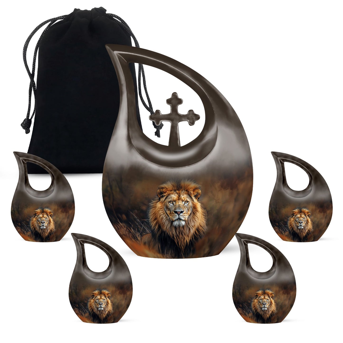 Personalized Lion Keepsake Urn for Human Ashes - 10-inch, 200 cu in - Yatskia