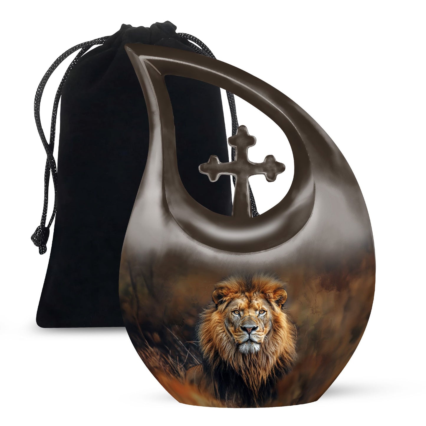 Personalized Lion Keepsake Urn for Human Ashes - 10-inch, 200 cu in - Yatskia