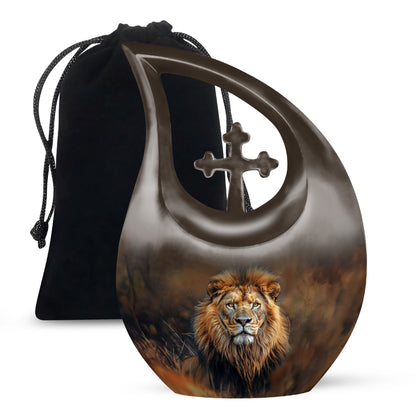 Personalized Lion Keepsake Urn for Human Ashes - 10-inch, 200 cu in - Yatskia