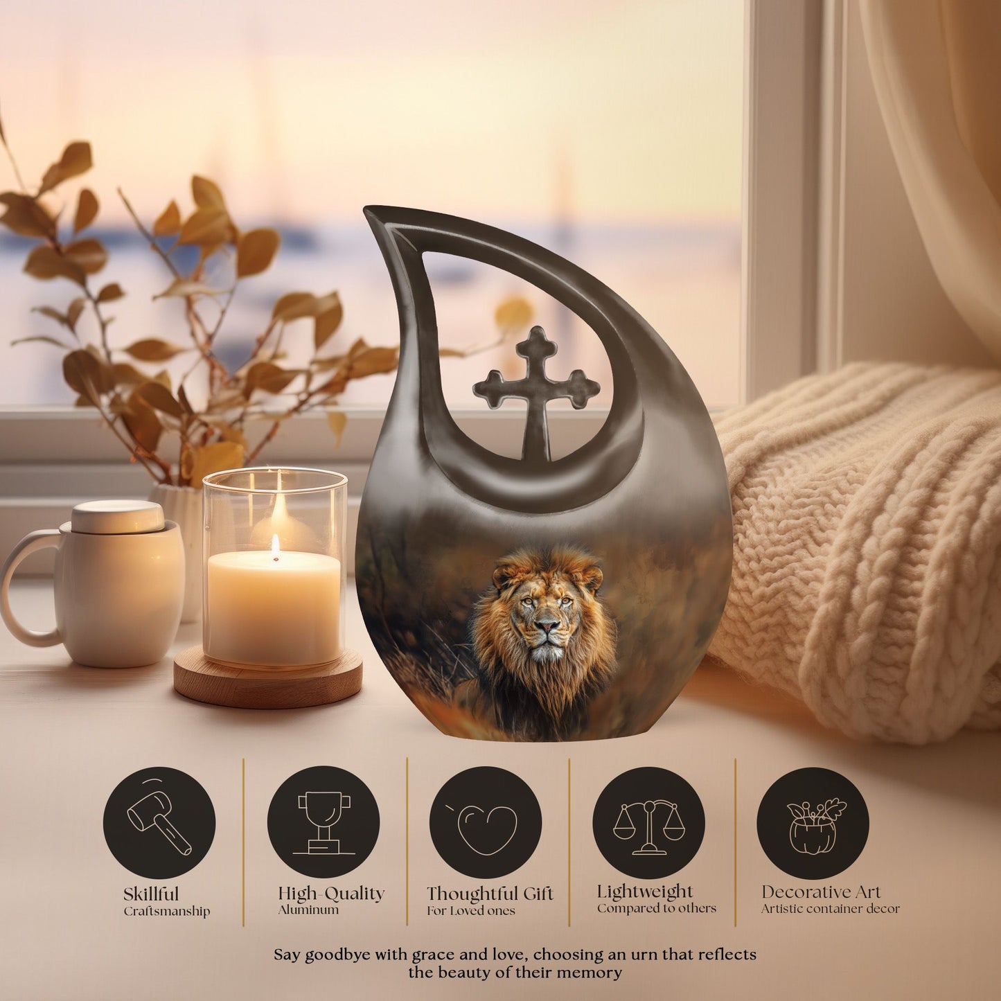10 Inch Lion themed Cross Drop design