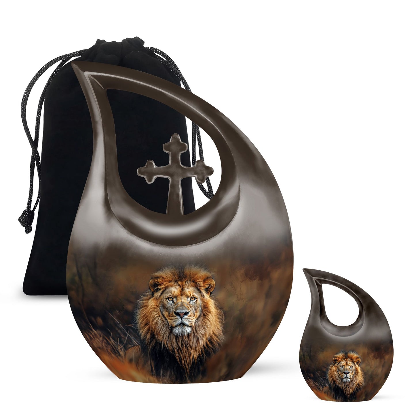 Personalized Lion Keepsake Urn for Human Ashes - 10-inch, 200 cu in - Yatskia