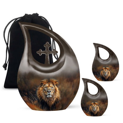 Personalized Lion Keepsake Urn for Human Ashes - 10-inch, 200 cu in - Yatskia