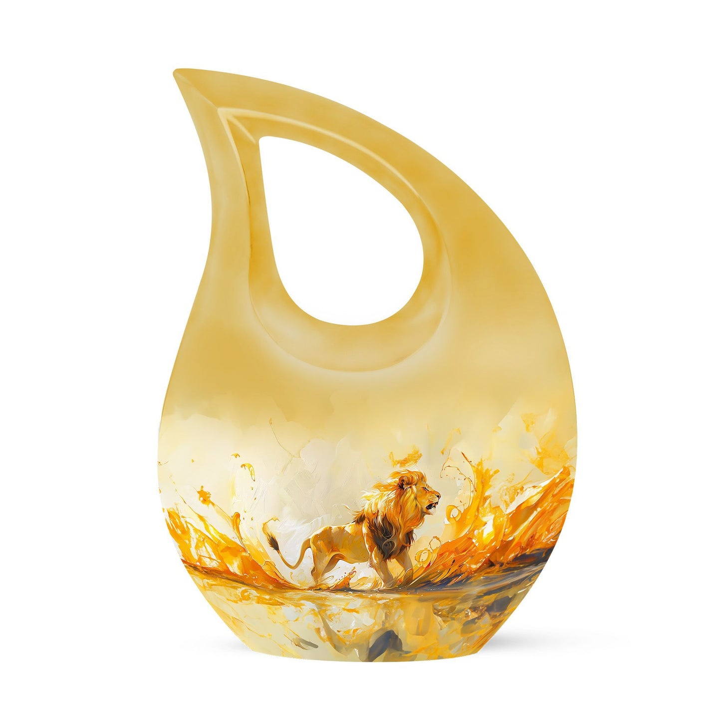 10-inch Lion Themed Cross Drop Dad Urn
