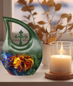 10-inch Lion Urn with Cross Drop design, 
