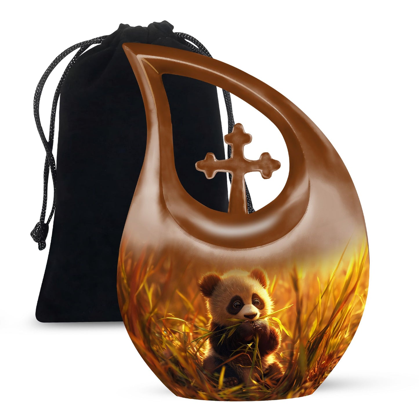 Personalized Panda Cremation Urn for Mom - 10-inch, 200 cu in - Yatskia