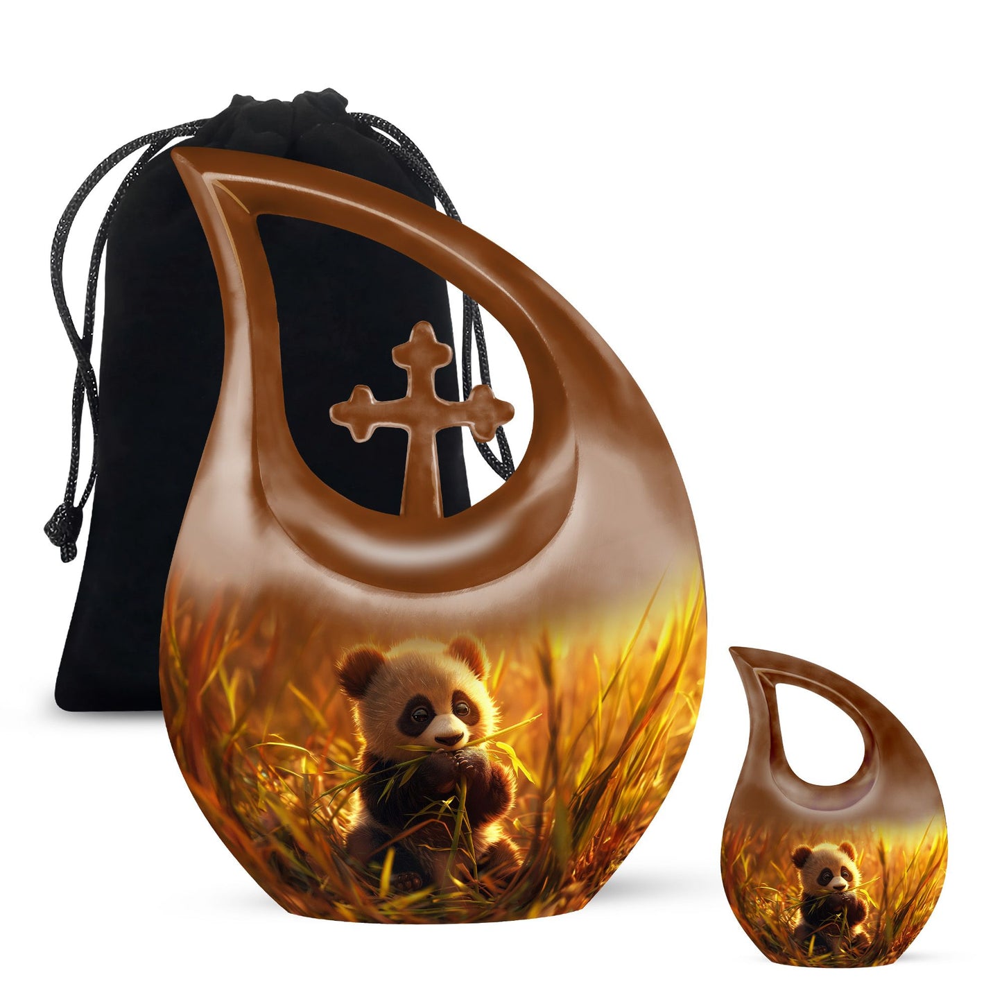 Personalized Panda Cremation Urn for Mom - 10-inch, 200 cu in - Yatskia