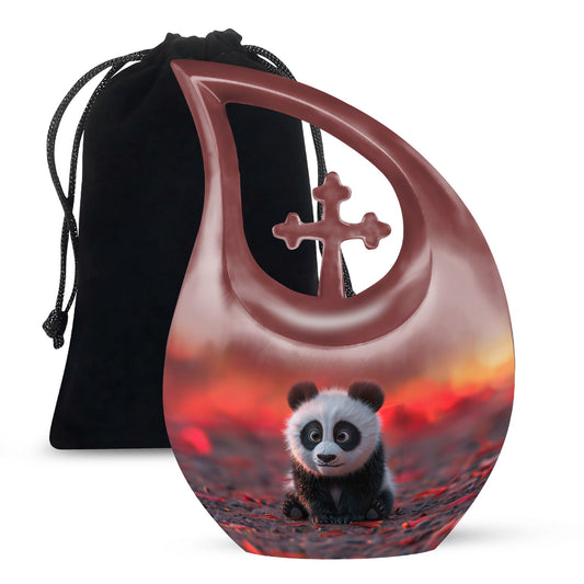 10 inch Panda themed Cross Drop Urn