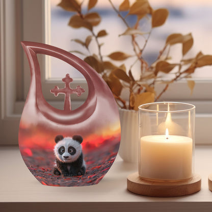 10 inch Panda themed Cross Drop Urn
