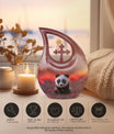 10 inch Panda themed Cross Drop Urn