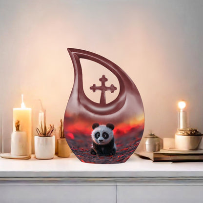 10 inch Panda themed Cross Drop Urn