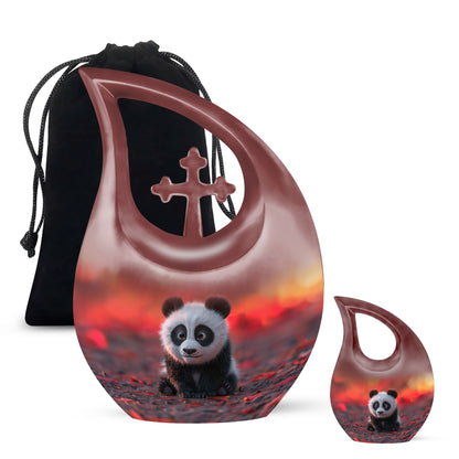 10 inch Panda themed Cross Drop Urn