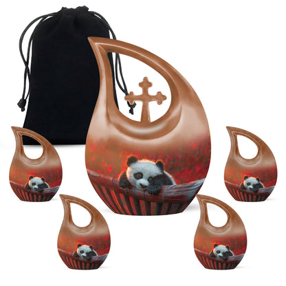 Personalized Panda Memorial Urn for Mom - 10-inch, 200 cu in - Yatskia
