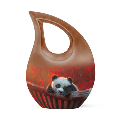 10-inch Panda-themed Cross Drop design large urn,