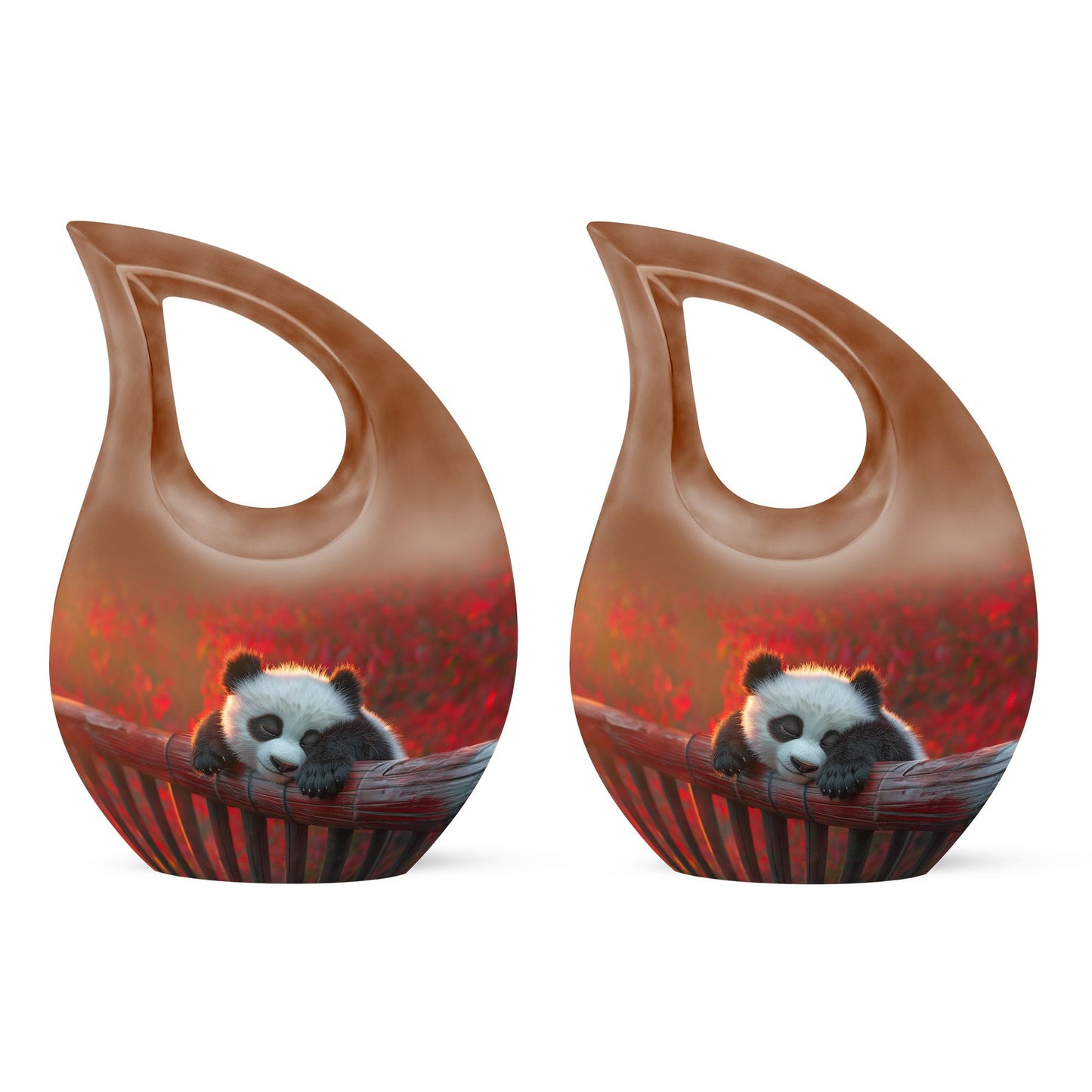 10-inch Panda-themed Cross Drop design large urn,
