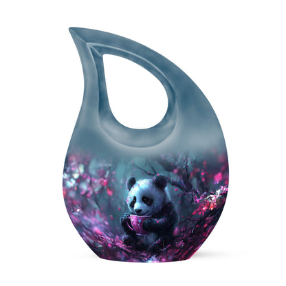 10 inch Panda Urn with Cross Drop design,