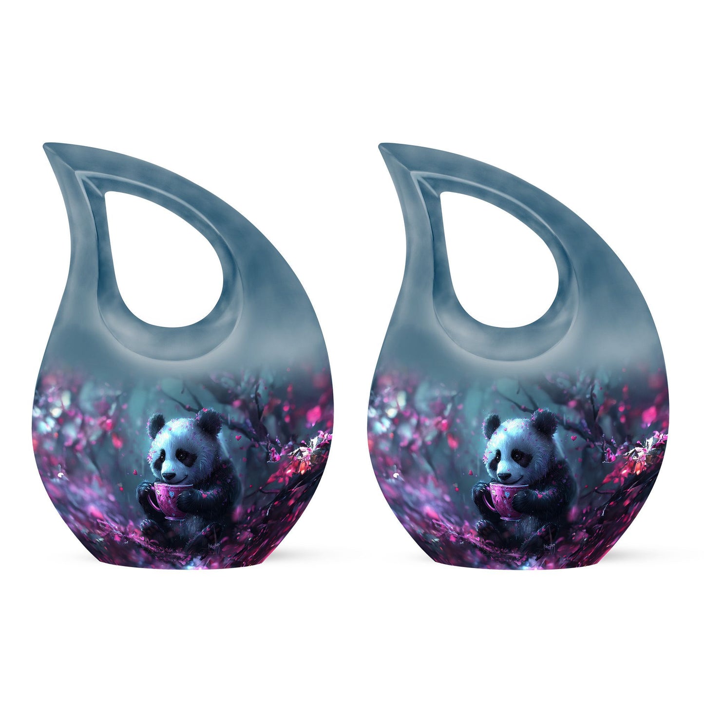 10 inch Panda Urn with Cross Drop design,