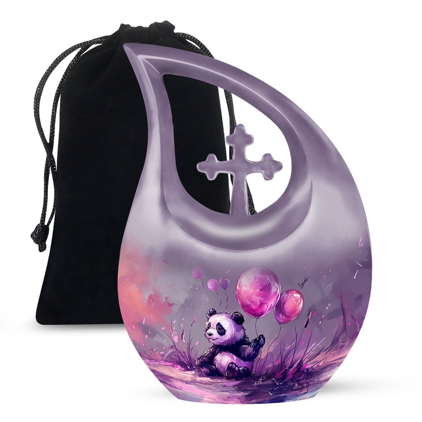 Medium-sized Panda Urn with Cross Drop design