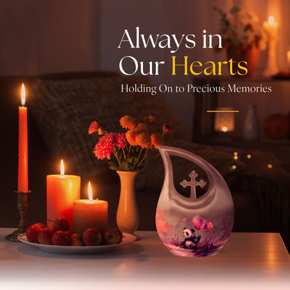 Medium-sized Panda Urn with Cross Drop design