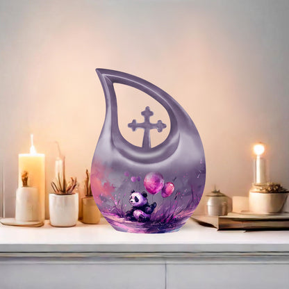 Medium-sized Panda Urn with Cross Drop design