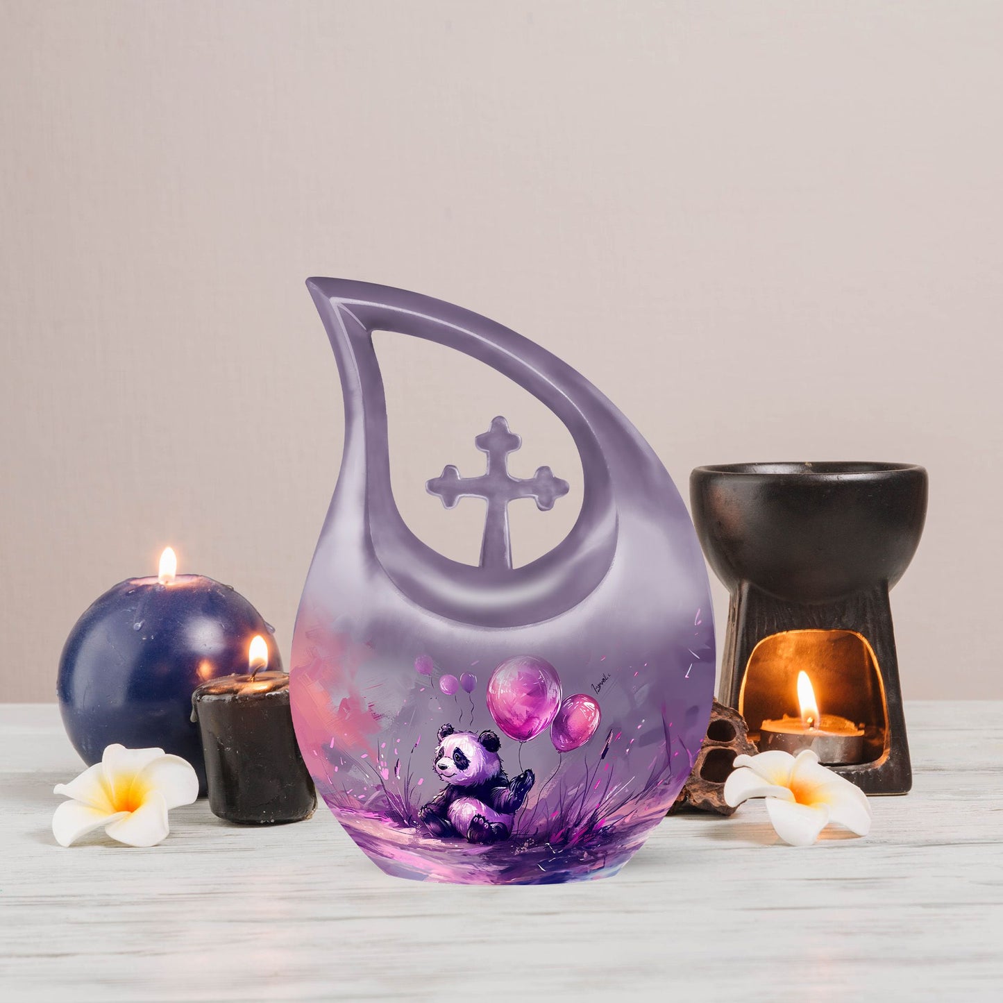 Medium-sized Panda Urn with Cross Drop design