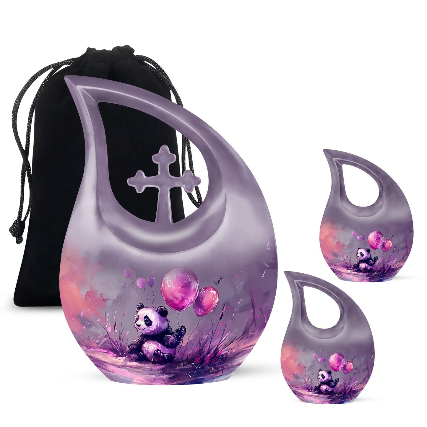 Medium-sized Panda Urn with Cross Drop design