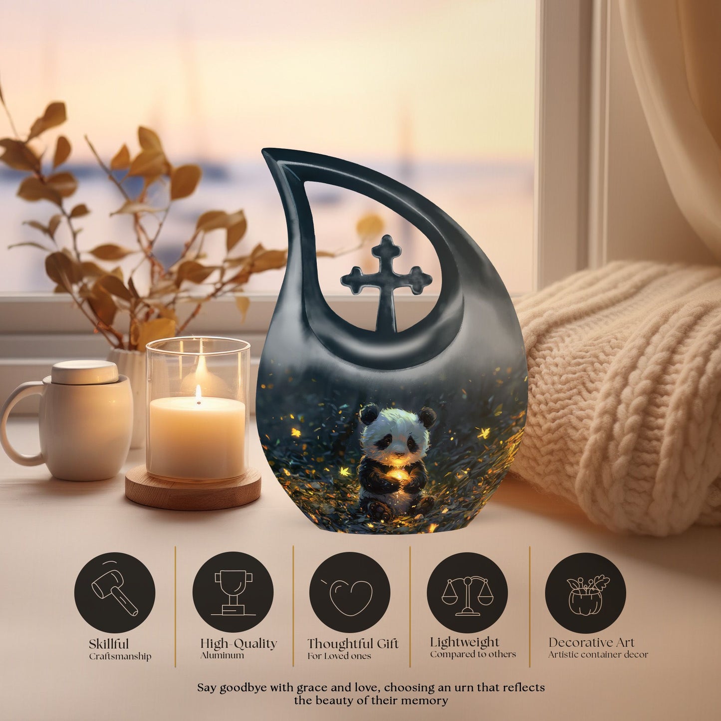 10-inch Panda Themed Cross Drop Design 