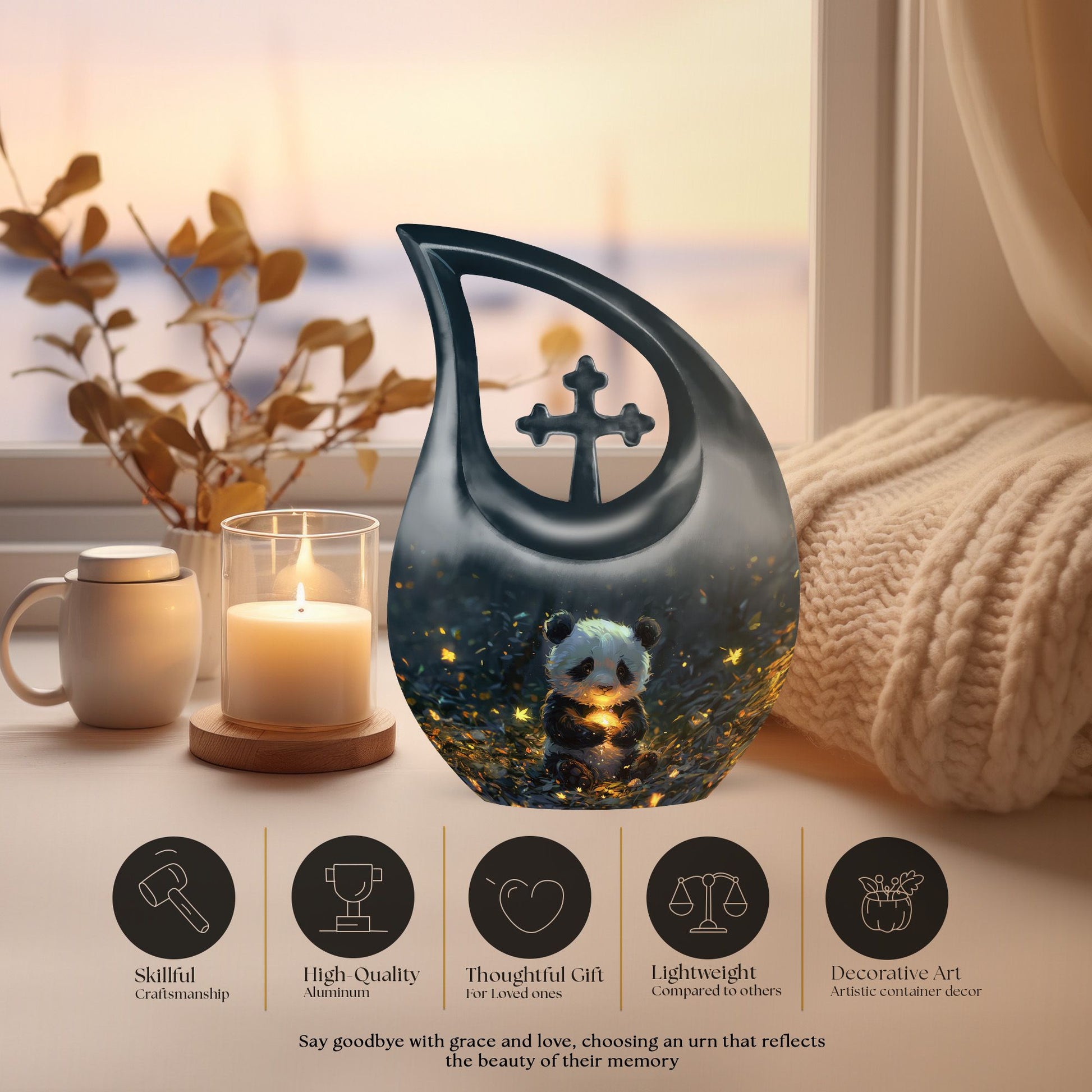 10-inch Panda Themed Cross Drop Design 