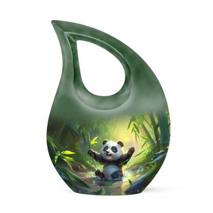 10-inch Panda-themed Cross Drop Design Urn 